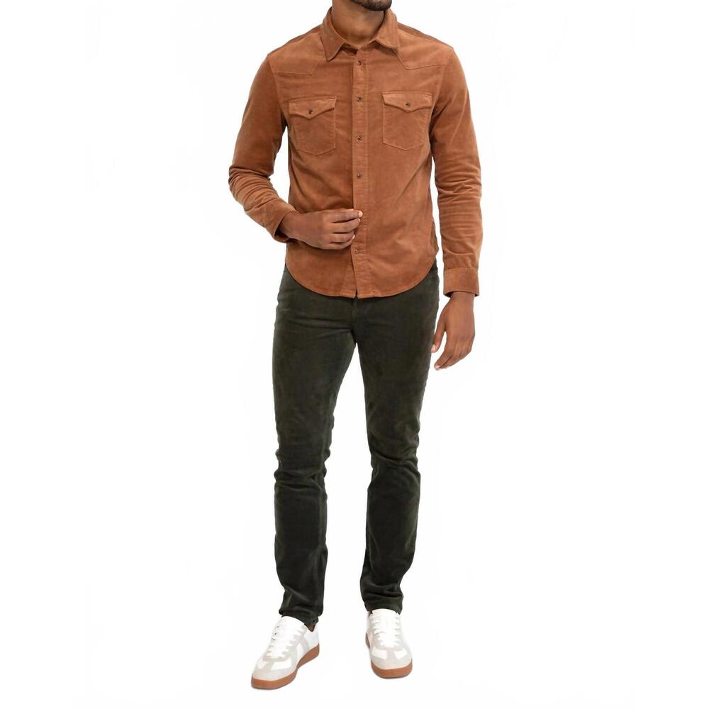 NEW MONFRERE eastwood needle cord long sleeve shirt in saddle